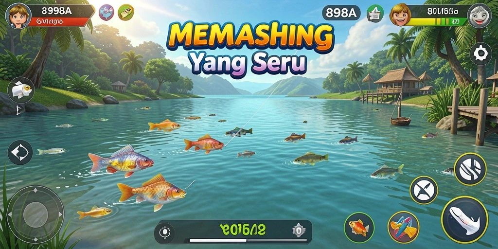Gameplay menarik saat memancing di lokasi eksotis.
