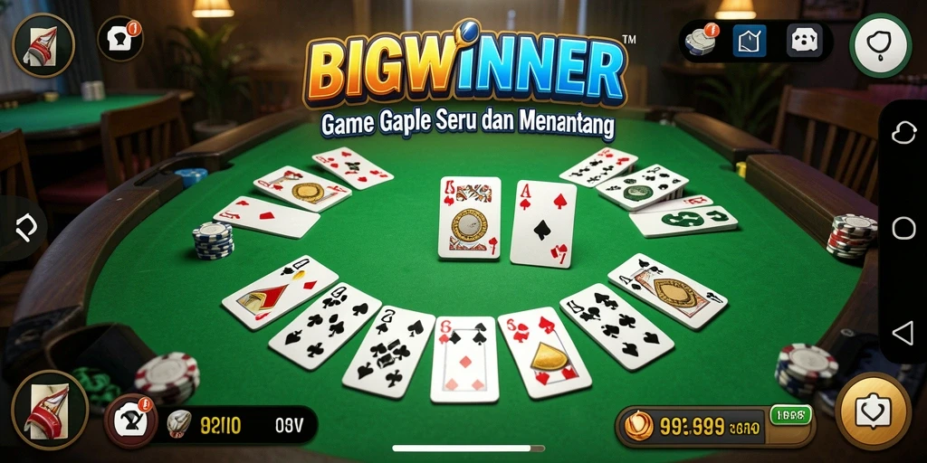 Screenshot tampilan gameplay Gaple yang seru di BIGWINNER.