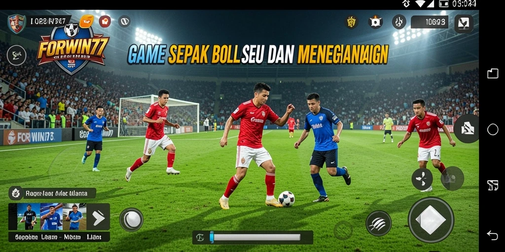 Tangkapan layar gameplay FORWIN77 yang menampilkan aksi seru di lapangan.