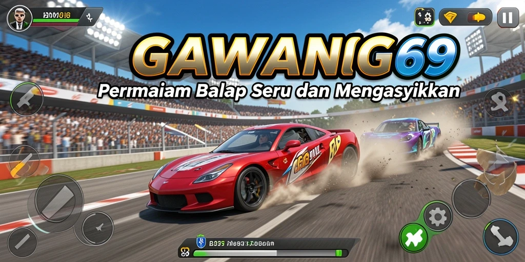 Screenshot GAWANG69 menampilkan aksi balapan mendebarkan di trek yang indah.