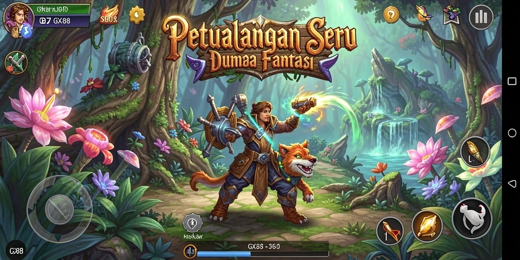 Screenshot gameplay GX88 yang menampilkan misi petualangan seru.