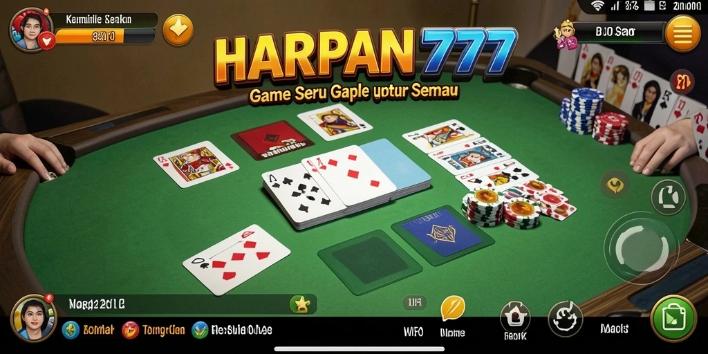 Tampilan gameplay yang menarik dari HARAPAN777 saat bermain Gaple.