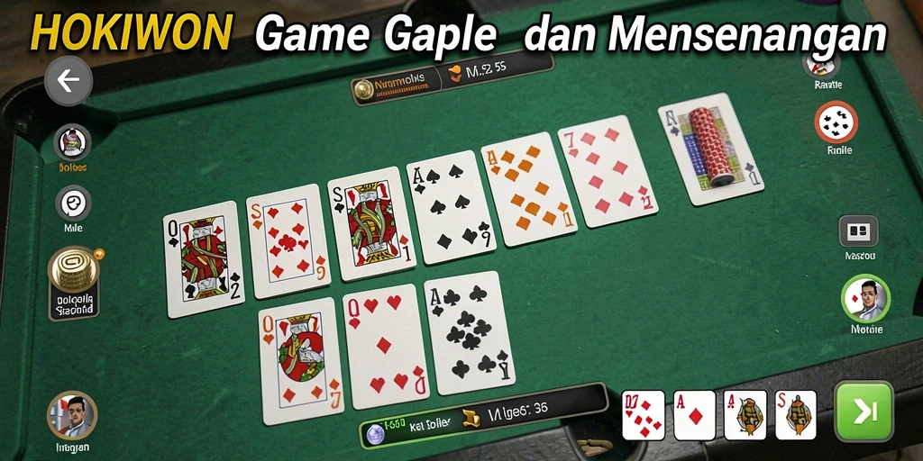 Tampilan gameplay seru di HOKIWON dengan suasana Gaple.