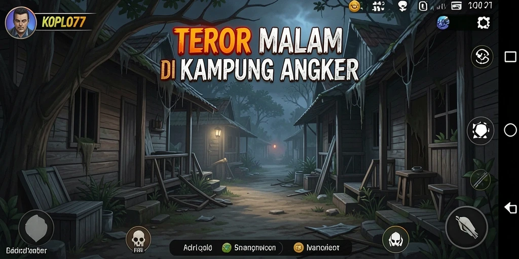 Screenshot gameplay KOPLO77 menampilkan karakter berlari menjauh dari hantu menyeramkan.