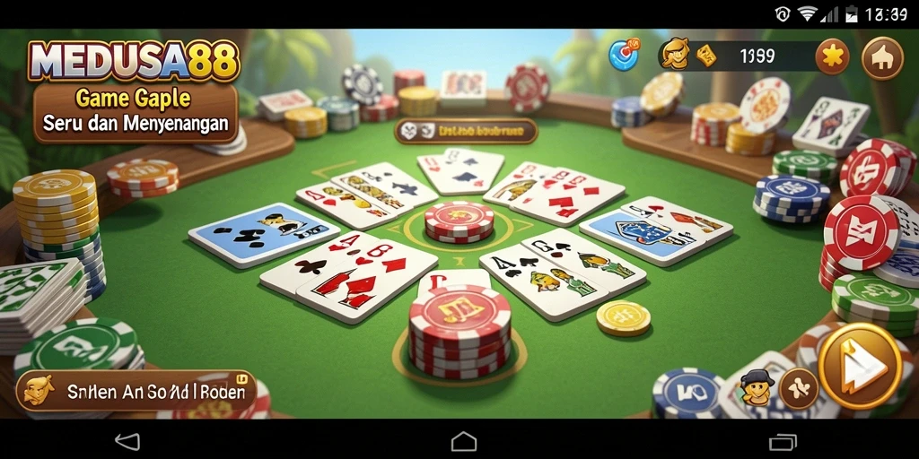 Tampilan gameplay seru di MEDUSA88 dalam permainan Gaple.