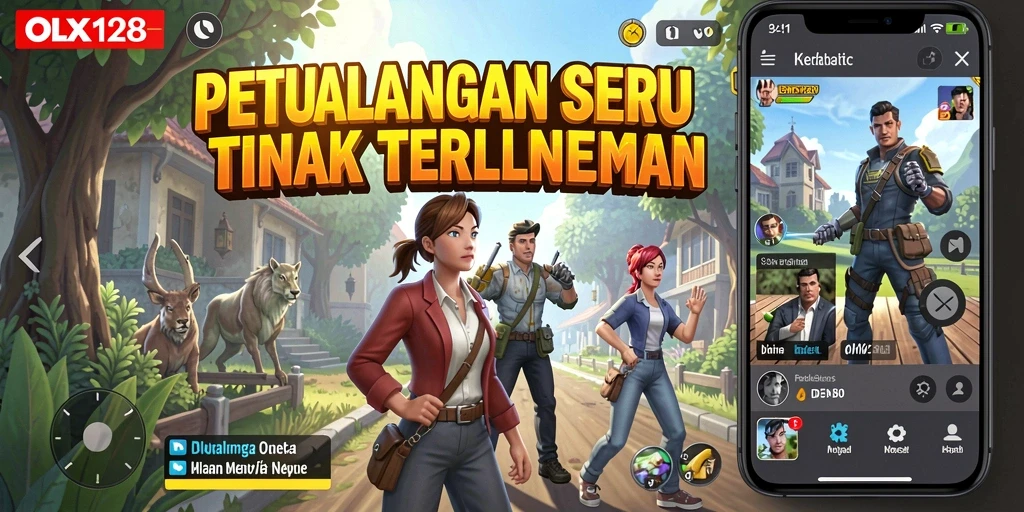 Tangkapan layar utama OLX128 menampilkan aksi petualangan yang mendebarkan.
