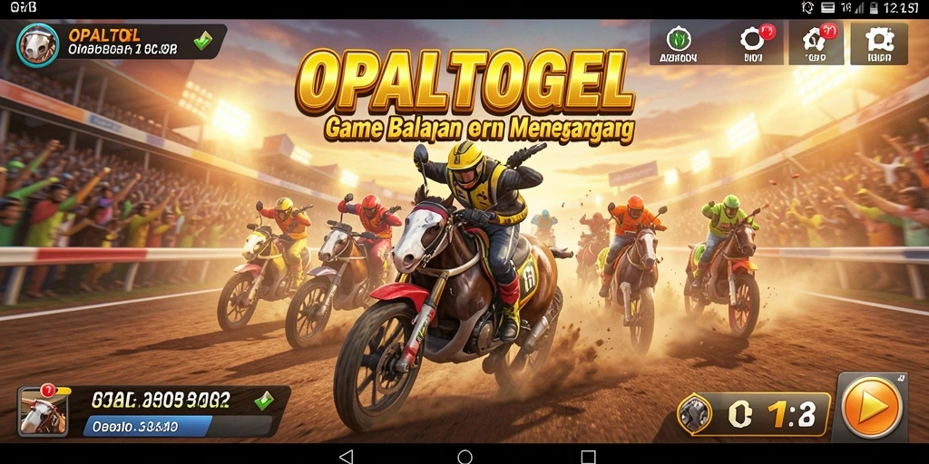 Tampilan gameplay OPALTOGEL dengan aksi balapan yang menegangkan.