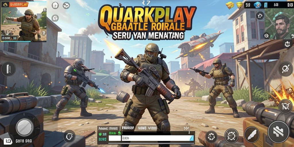 Screenshot gameplay menampilkan aksi seru dalam QUARKPLAY Battle Royale.