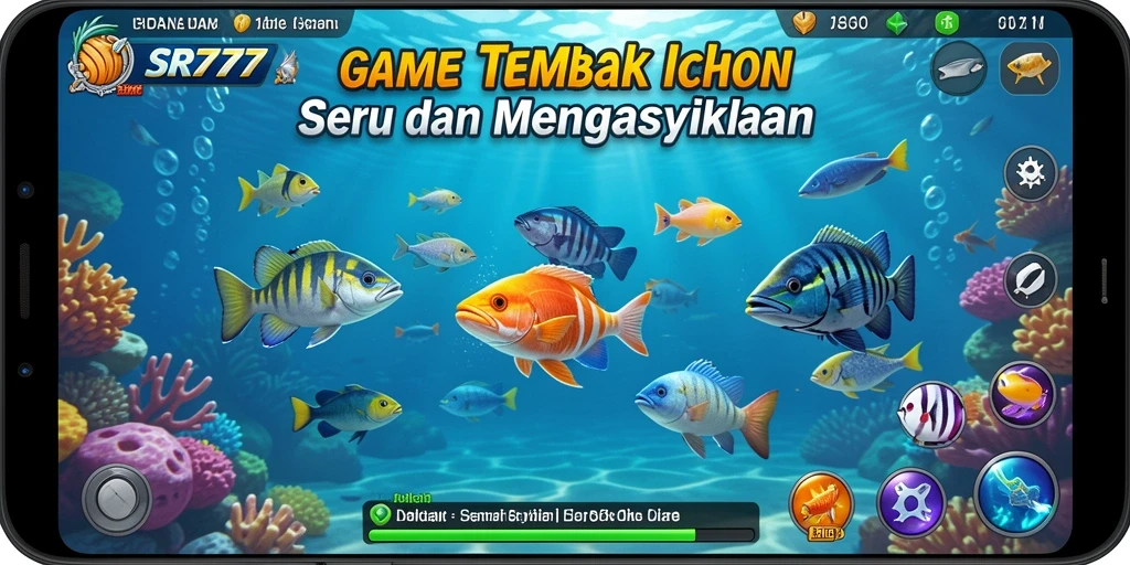 Screenshot gameplay SR777 menunjukkan aksi menembak ikan yang seru.
