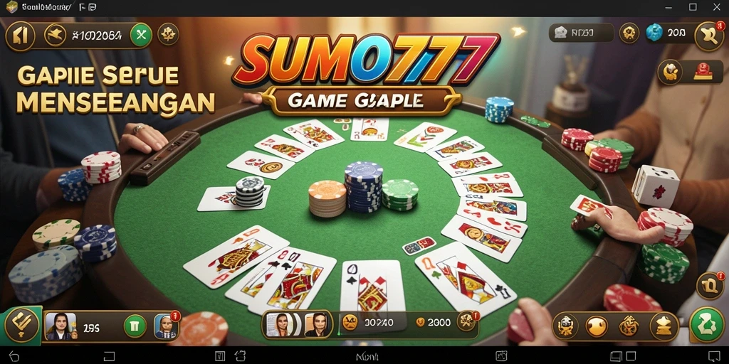 Tampilan menarik dari gameplay <strong>SUMO777</strong> saat pertandingan Gaple berlangsung.